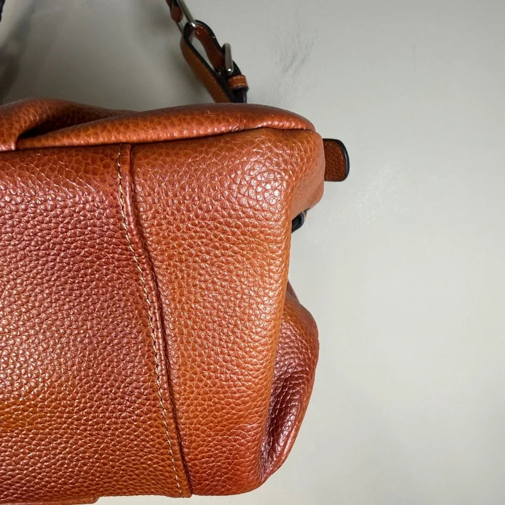 S-Zone Ombre Cognac Brown Pebbled Leather Hobo Shoulder Bag